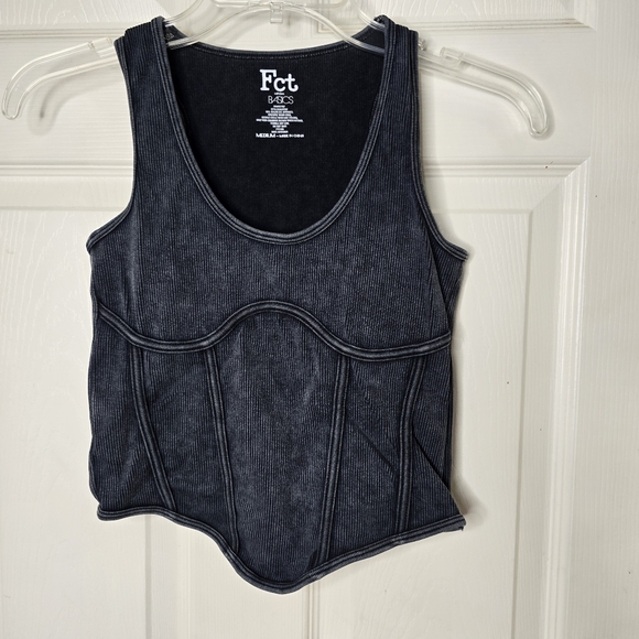 Fct Black Ribbed Womens Corset Style Tank Top Cropped M‎ - Picture 1 of 6